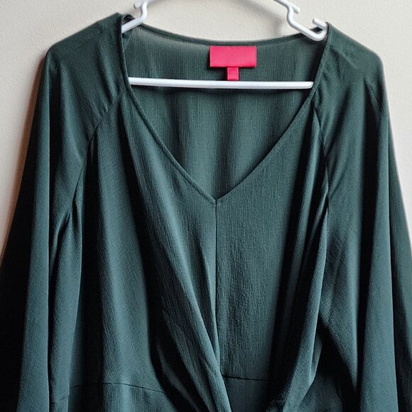 Jennifer Lopez Forest Green V-Neck Blouse Size XXL - Picture 7 of 16